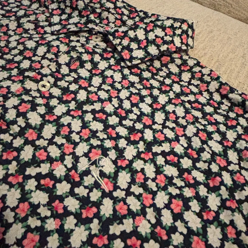 Rhoback Polo with Floral Pattern in Black, Red, and White - Picture 2 of 4